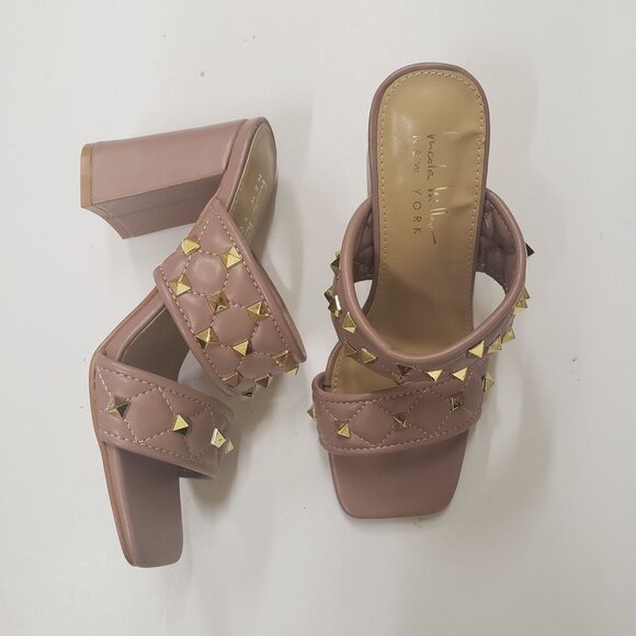 Nicole Miller Women’s Studded‎ Quilted Band Heel Sandal, Blush Pink Size 6 - Picture 3 of 6